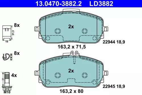 ATE Brake Pad Set, disc brake (13.0470-3882.2)