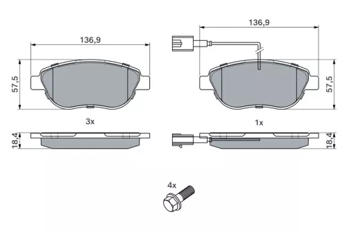 BOSCH Brake Pad Set, disc brake (0986TB2961)