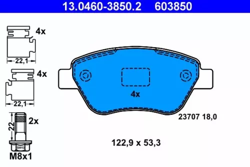 ATE Brake Pad Set, disc brake (13.0460-3850.2)