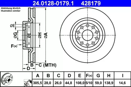 ATE Brake Disc (24.0128-0179.1)
