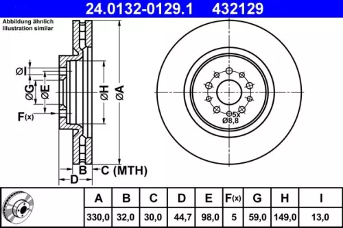 ATE Brake Disc (24.0132-0129.1)