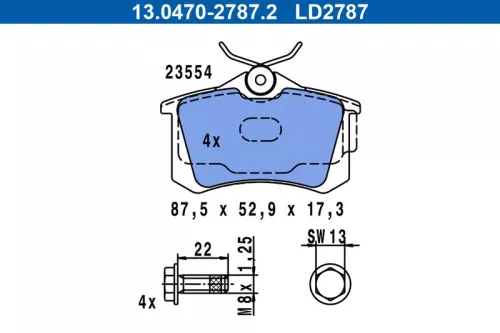 ATE Brake Pad Set, disc brake (13.0470-2787.2)