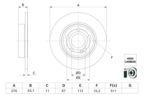 BOSCH Brake Disc (0986479H60)