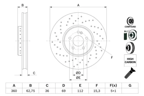 BOSCH Brake Disc (0986479G38)