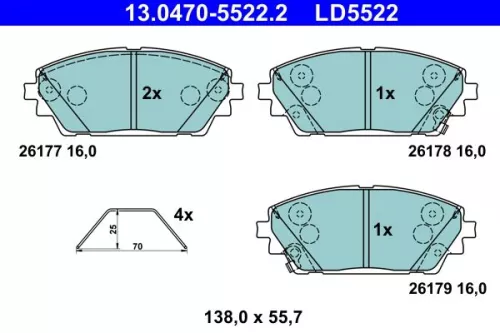 ATE Brake Pad Set, disc brake (13.0470-5522.2)