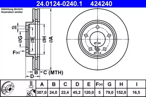 ATE Brake Disc (24.0124-0240.1)