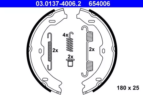 ATE Brake Shoe Set, parking brake (03.0137-4006.2)