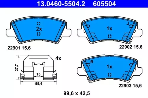 ATE Brake Pad Set, disc brake (13.0460-5504.2)
