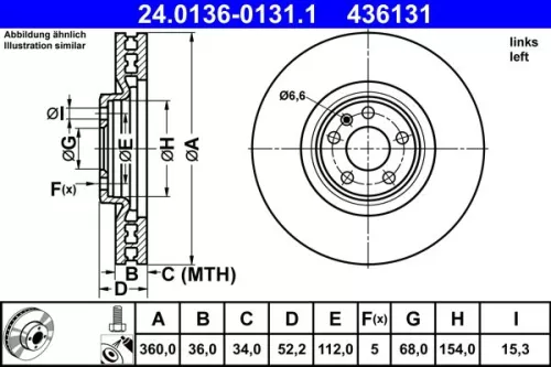 ATE Brake Disc (24.0136-0131.1)