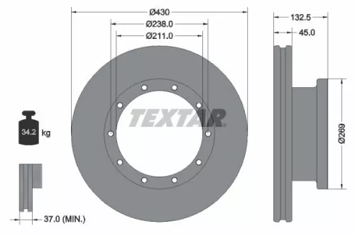 TEXTAR Brake Disc (93087900)