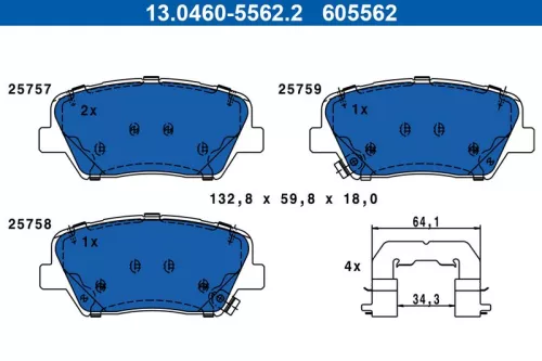 ATE Brake Pad Set, disc brake (13.0460-5562.2)