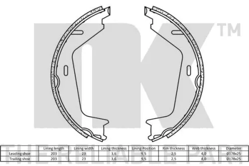 NK Brake Shoe Set (2748578)