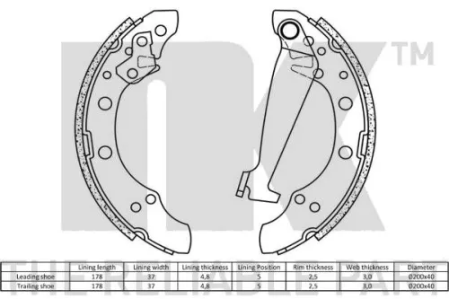 NK Brake Shoe Set (2799520)