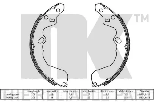 NK Brake Shoe Set (2732622)