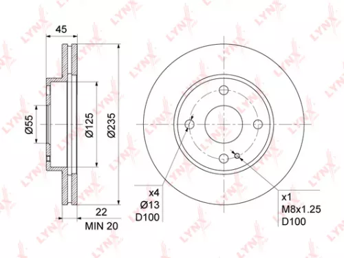 LYNXAUTO Brake disc, front (235x22) (BN-1067)