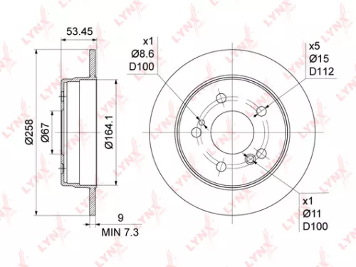 LYNXAUTO Brake disc, rear (258x9) (BN-1075)
