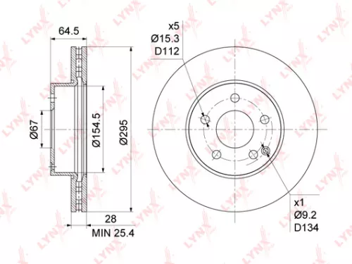 LYNXAUTO Brake disc, front (295x28) (BN-1084)