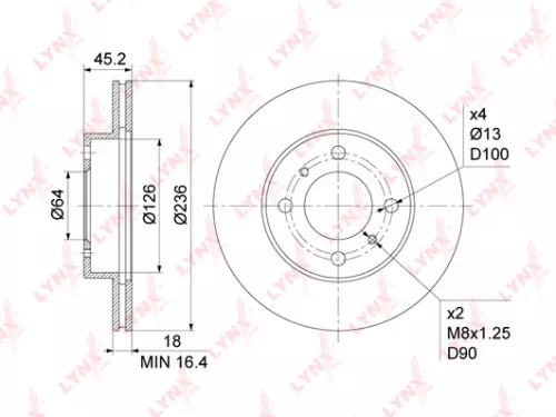 LYNXAUTO Brake disc, front (236x18) (BN-1087)