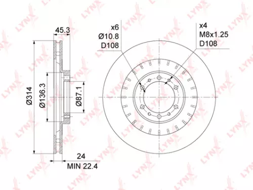 LYNXAUTO Brake disc, front (314x24) (BN-1096)