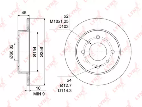 LYNXAUTO Brake disc, rear (258x10) (BN-1100)