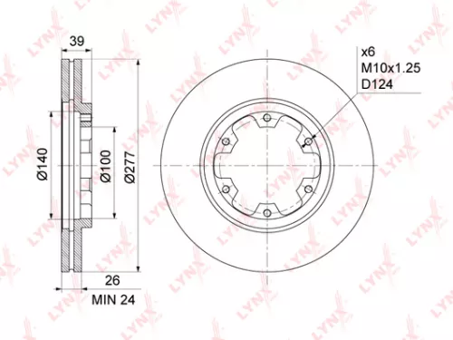LYNXAUTO Brake disc, front (277x26) (BN-1107)