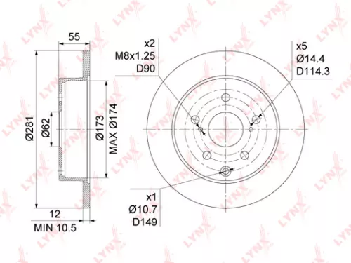 LYNXAUTO Brake disc, rear (281x12) (BN-1137)