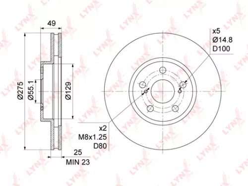 LYNXAUTO Brake disc, front (275x25) (BN-1154)