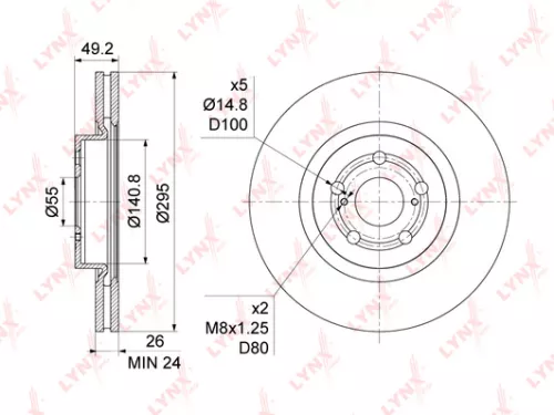 LYNXAUTO Brake disc, front (295x26) (BN-1162)