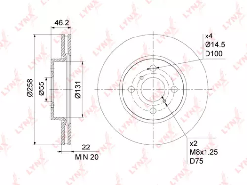 LYNXAUTO Brake disc, front (258x22) (BN-1164)