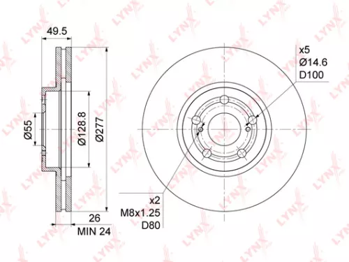 LYNXAUTO Brake disc, front (277x26) (BN-1168)