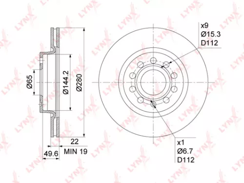 LYNXAUTO Brake disc, front (280x22) (BN-1200)