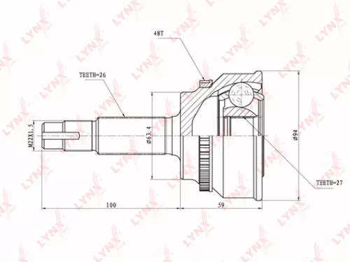 LYNXAUTO CV-Joint, outer (CO-7522A)