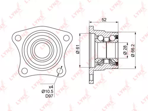 LYNXAUTO Wheel bearing, rear (WB-1024)