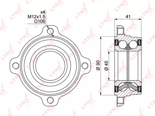 LYNXAUTO Wheel bearing, rear (WB-1472)
